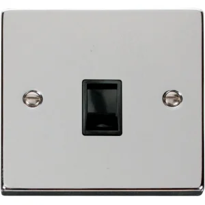 Victorian Polished Chrome Black Insert Single RJ11 (Irish/US) Outlet