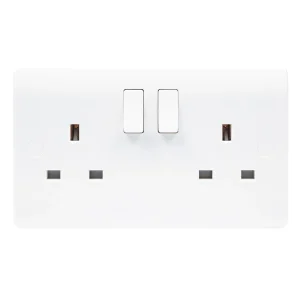 Slimline Curved 13A 2 Gang Single Pole Double Switch Socket