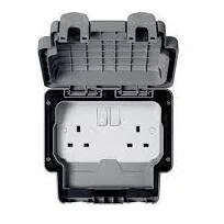 Weatherproof Ip66 2 Gang 13A Double Pole Switched Socket